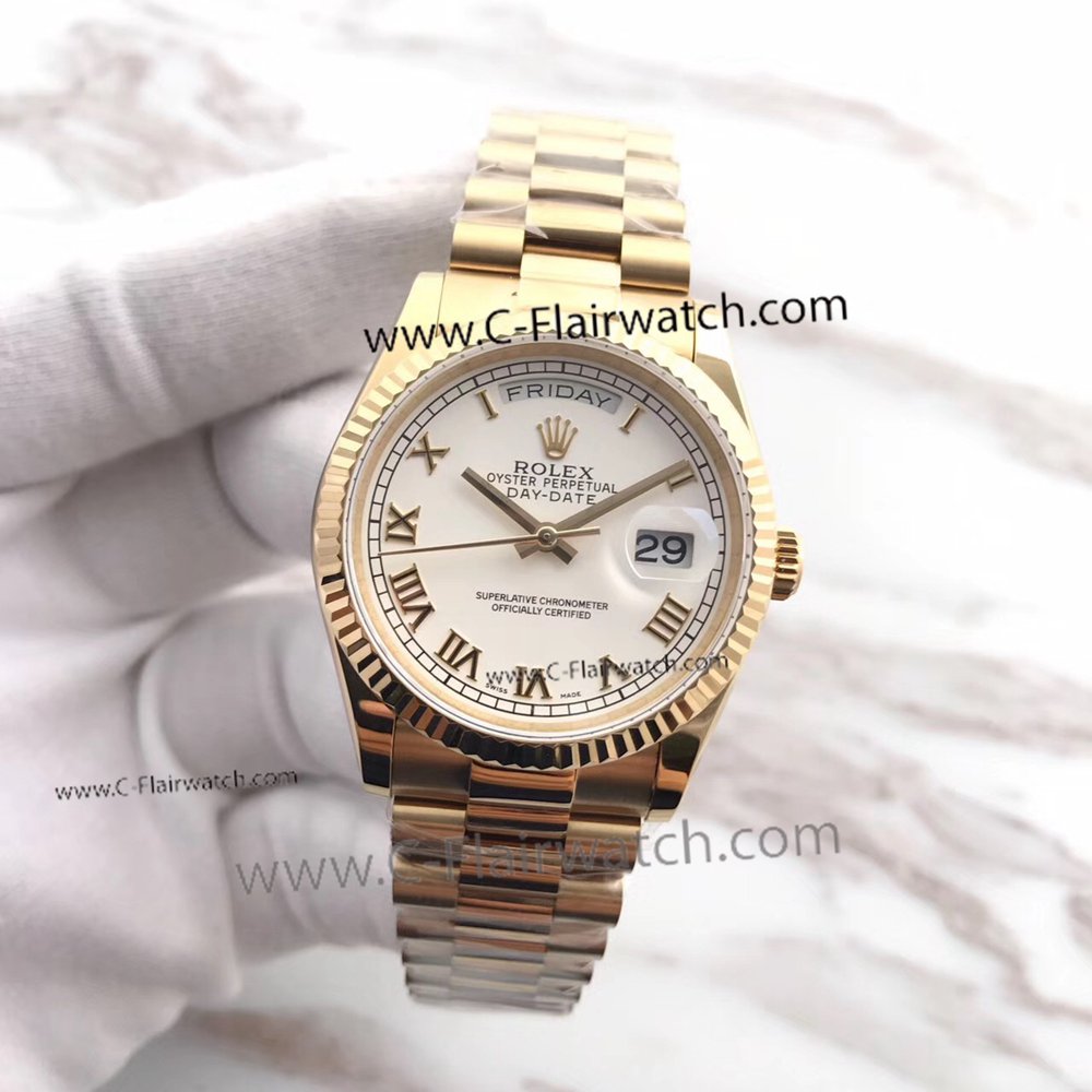 Day Date Rolex Presidential Band Replica Watch Yellow Gold